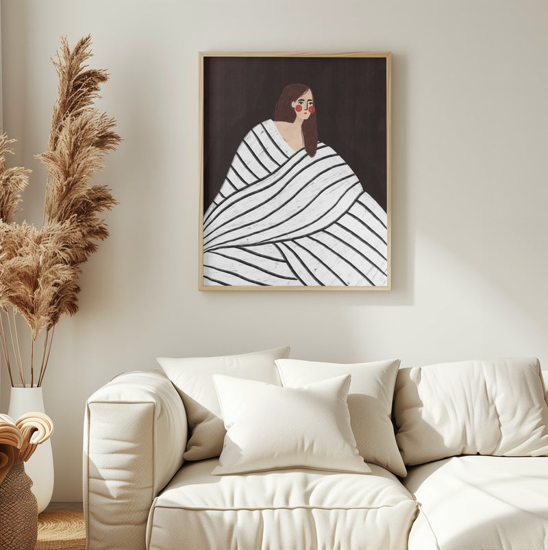 The Woman With Black and White Stripes Poster