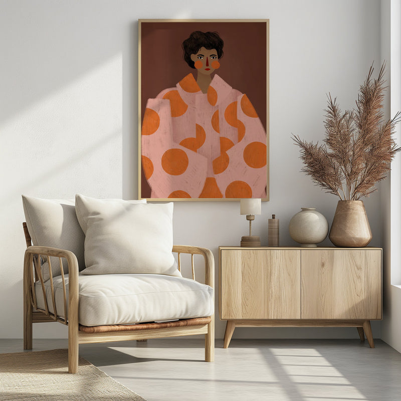 Woman With Orange Dots Poster